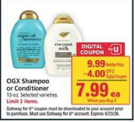 OGX SHAMPOO OR CONDITIONER