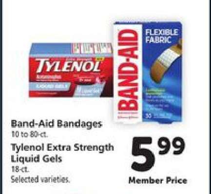 Band-Aid Bandages / Tylenol Extra Strength Liquid Gels