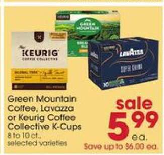 Green Mountain Coffee, Lavazza or Keurig Coffee Collective K-Cups