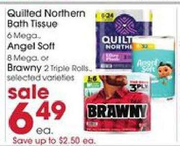 Quilted Northern Bath Tissue, Angel Soft, or Brawny