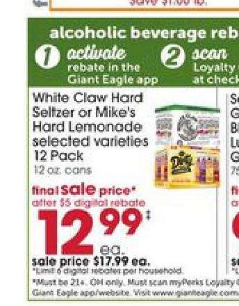 White Claw Hard Seltzer or Mike's Hard Lemonade