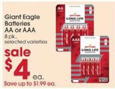 Giant Eagle Batteries AA or AAA