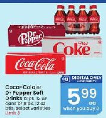 Coca-Cola or Dr Pepper Soft Drinks