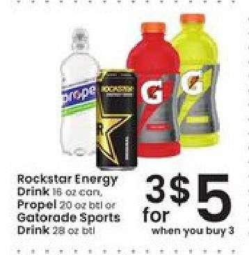 Rockstar Energy Drink, Propel, Gatorade Sports Drink