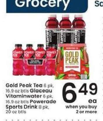 Gold Peak Tea, Glaceau Vitaminwater, Powerade Sports Drink