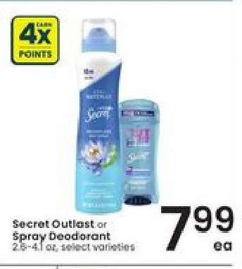 Secret Outlast or Spray Deodorant