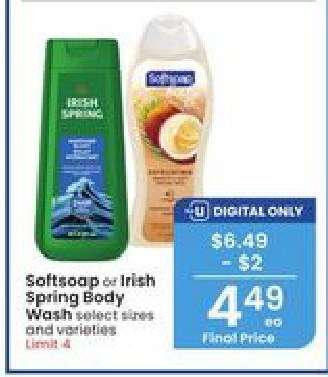 Softsoap or Irish Spring Body Wash