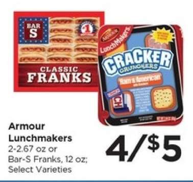 Armour Lunchmakers or Bar-S Franks