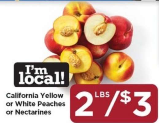 California Yellow or White Peaches or Nectarines