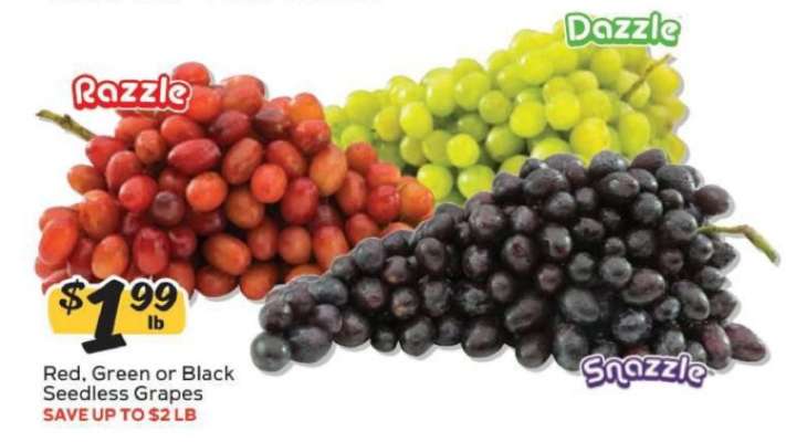 Red, Green or Black Seedless Grapes