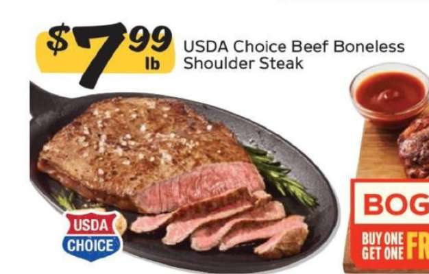 USDA Choice Beef Boneless Shoulder Steak