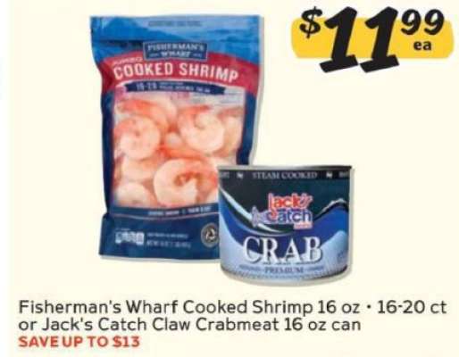 Fisherman's Wharf Cooked Shrimp or Jack's Catch Claw Crabmeat