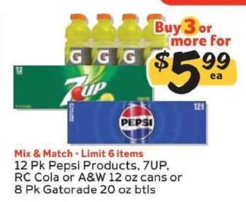 Pepsi Products, 7UP, RC Cola, A&W, Gatorade