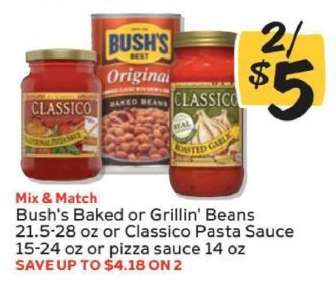 Bush's Baked or Grillin' Beans or Classico Pasta Sauce