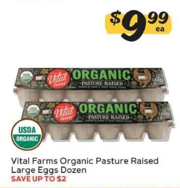 Vital Farms Organic Pasture Raised Large Eggs Dozen