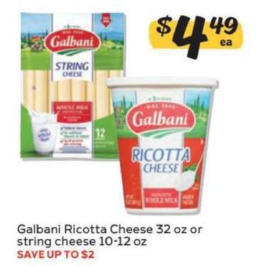 Galbani Ricotta Cheese or String Cheese