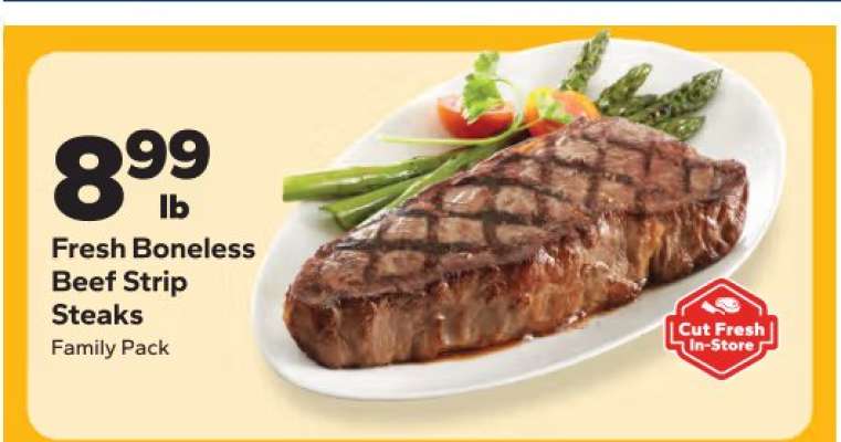 Fresh Boneless Beef Strip Steaks