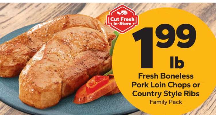 Fresh Boneless Pork Loin Chops or Country Style Ribs
