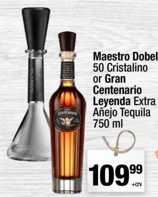 Maestro Dobel 50 Cristalino or Gran Centenario Leyenda Extra Añejo Tequila