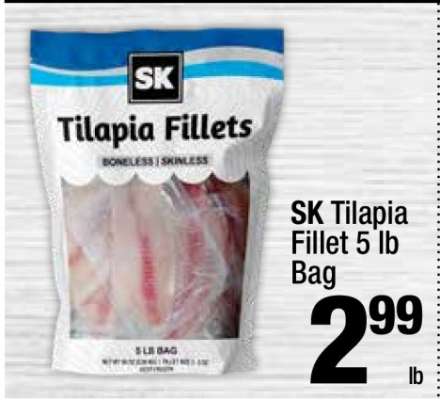 SK Tilapia Fillet 5 lb Bag