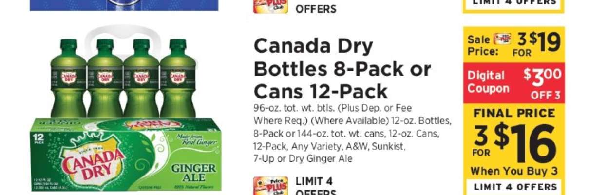 Canada Dry Bottles 8-Pack or Cans 12-Pack