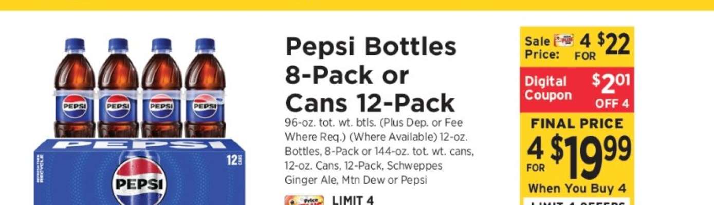 Pepsi Bottles 8-Pack or Cans 12-Pack