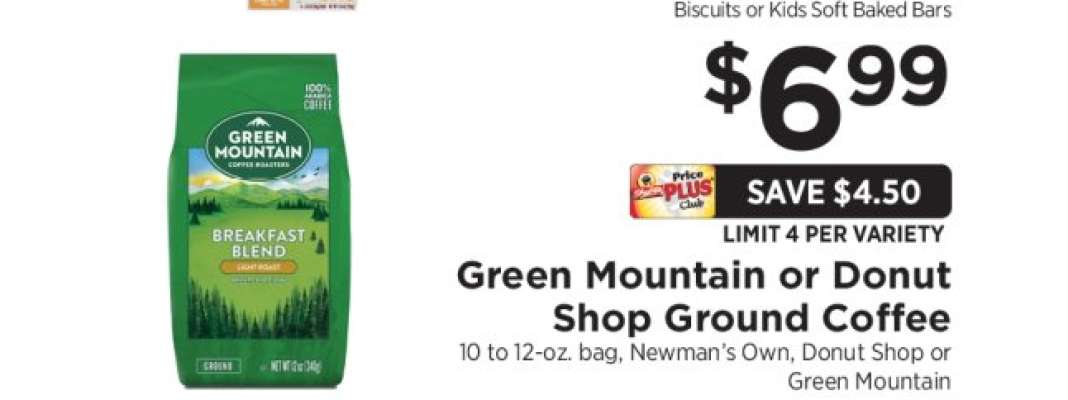 Green Mountain or Donut Shop Ground Coffee