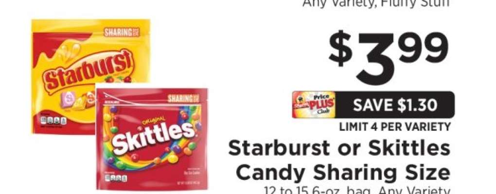 Starburst or Skittles Candy Sharing Size