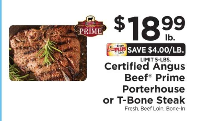 Certified Angus Beef Prime Porterhouse or T-Bone Steak