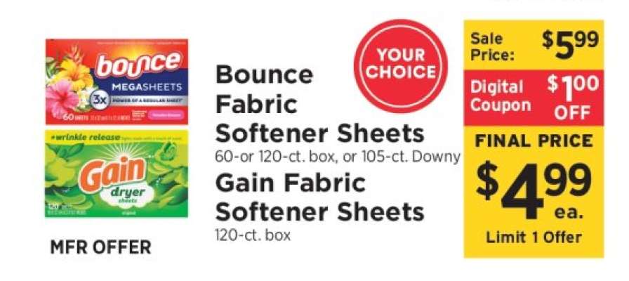 Bounce & Gain Fabric Softener Sheets
