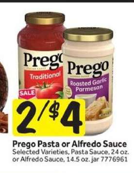 Prego Pasta or Alfredo Sauce