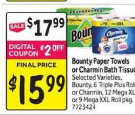 Bounty Paper Towels or Charmin Bath Tissue