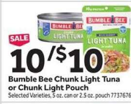 Bumble Bee Chunk Light Tuna or Chunk Light Pouch