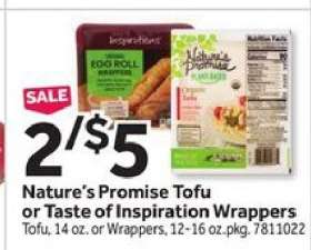 Nature’s Promise Tofu or Taste of Inspiration Wrappers