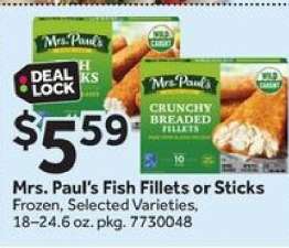 Mrs. Paul's Fish Fillets or Sticks
