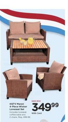 HGTV Maren 4-Piece Wicker Loveseat Set