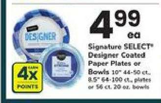 Signature SELECT Designer Coated Paper Plates or Bowls