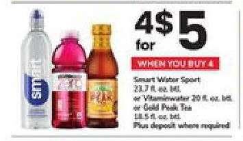 Smart Water Sport, Vitaminwater, Gold Peak Tea