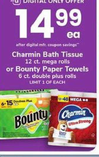 Charmin Bath Tissue or Bounty Paper Towels