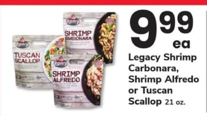 Legacy Shrimp Carbonara, Shrimp Alfredo or Tuscan Scallop