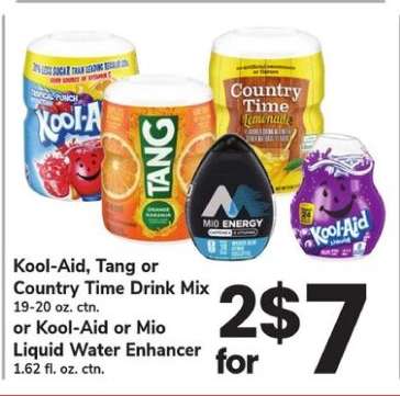 Kool-Aid, Tang or Country Time Drink Mix or Kool-Aid or Mio Liquid Water Enhancer