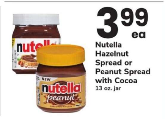 Nutella Hazelnut Spread or Peanut Spread with Cocoa