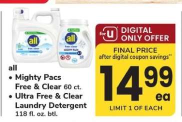 all Mighty Pacs & Ultra Free & Clear Laundry Detergent