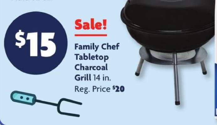 Family Chef Tabletop Charcoal Grill 14 in.