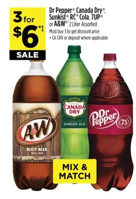 Dr Pepper, Canada Dry, Sunkist, RC Cola, 7UP, A&W