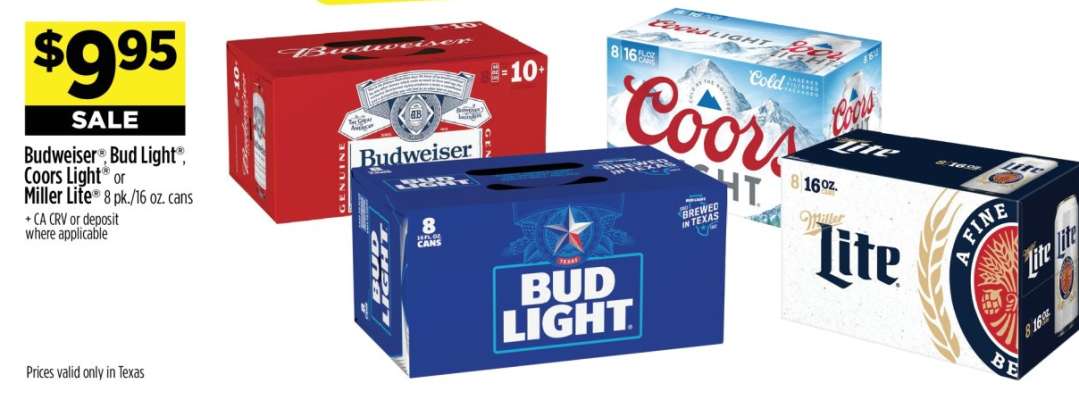 Budweiser, Bud Light, Coors Light, Miller Lite