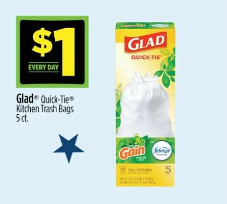 Glad Quick-Tie Kitchen Trash Bags 5 ct.