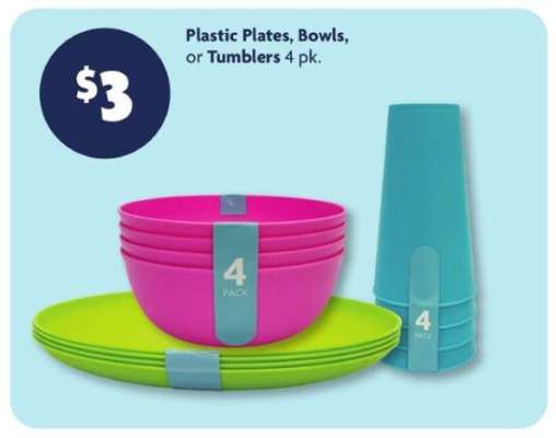 Plastic Plates, Bowls, or Tumblers