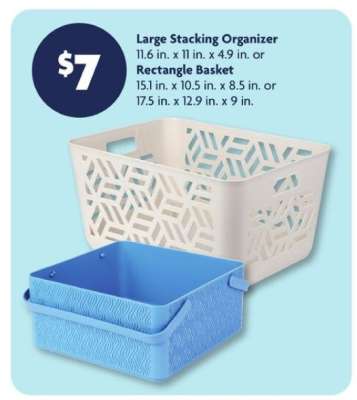 Large Stacking Organizer or Rectangle Basket