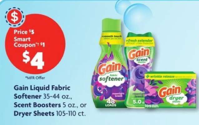 Gain Liquid Fabric Softener, Scent Boosters, or Dryer Sheets